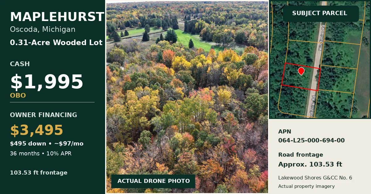 🌲 0.31-ACRE WOODED LOT – OSCODA, MI | $1,995 OBO - Main image