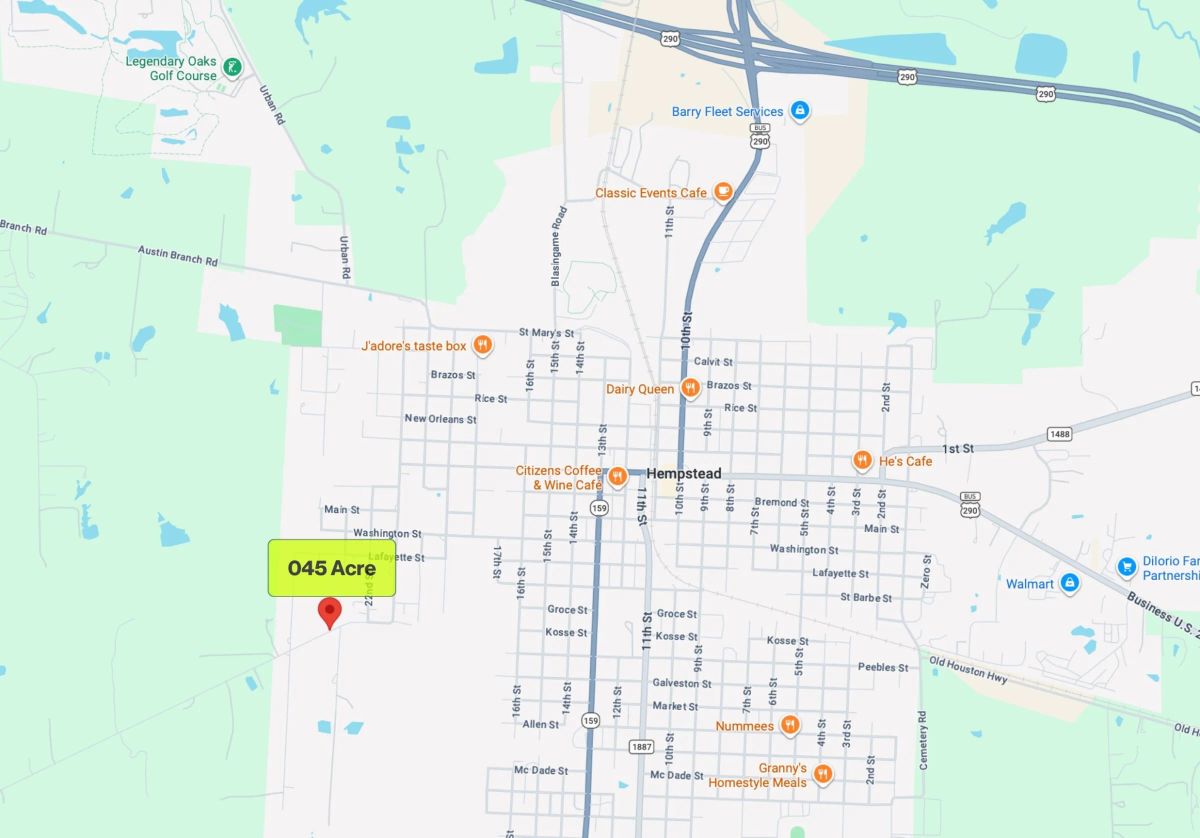 Decorative background for 0.45 Acres • Two Adjoining Lots • 313' of Paved-Road Frontage • Single-Family Residential Zoning • Cleared & Outside the Flood Zone • Growing Hempstead/Waller County Location • Owner Financing Available image 21