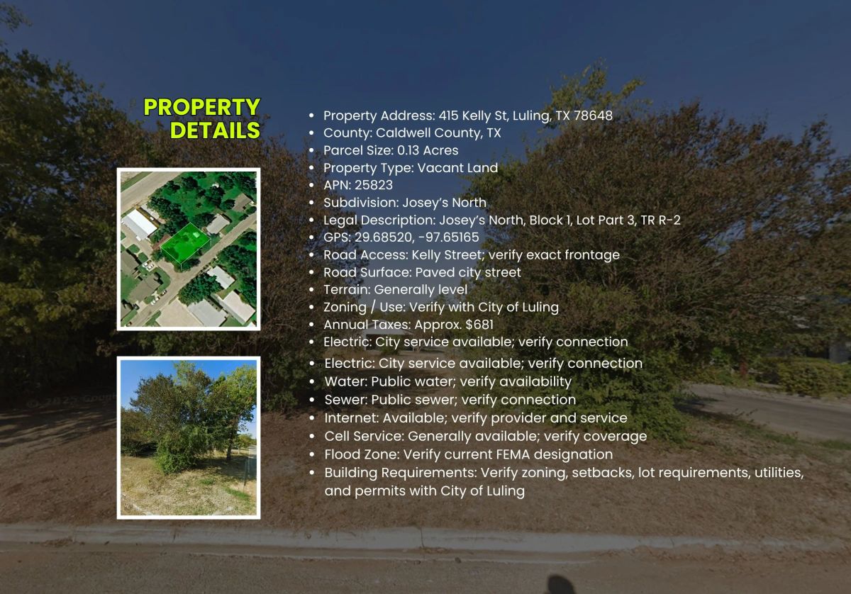0.13 Acres • Buildable Lot • Inside the City of Luling • Established Neighborhood • Approximately 63' x 90' • Owner Financing Available • $30,000 - Image 3