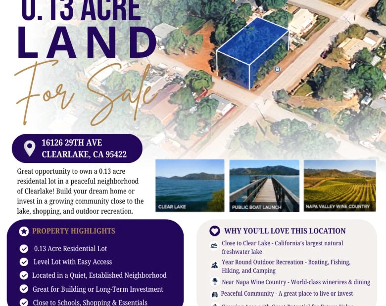 Build Your Dream in Clearlake: 0.13-Acre Residential Lot in Lake County, CA