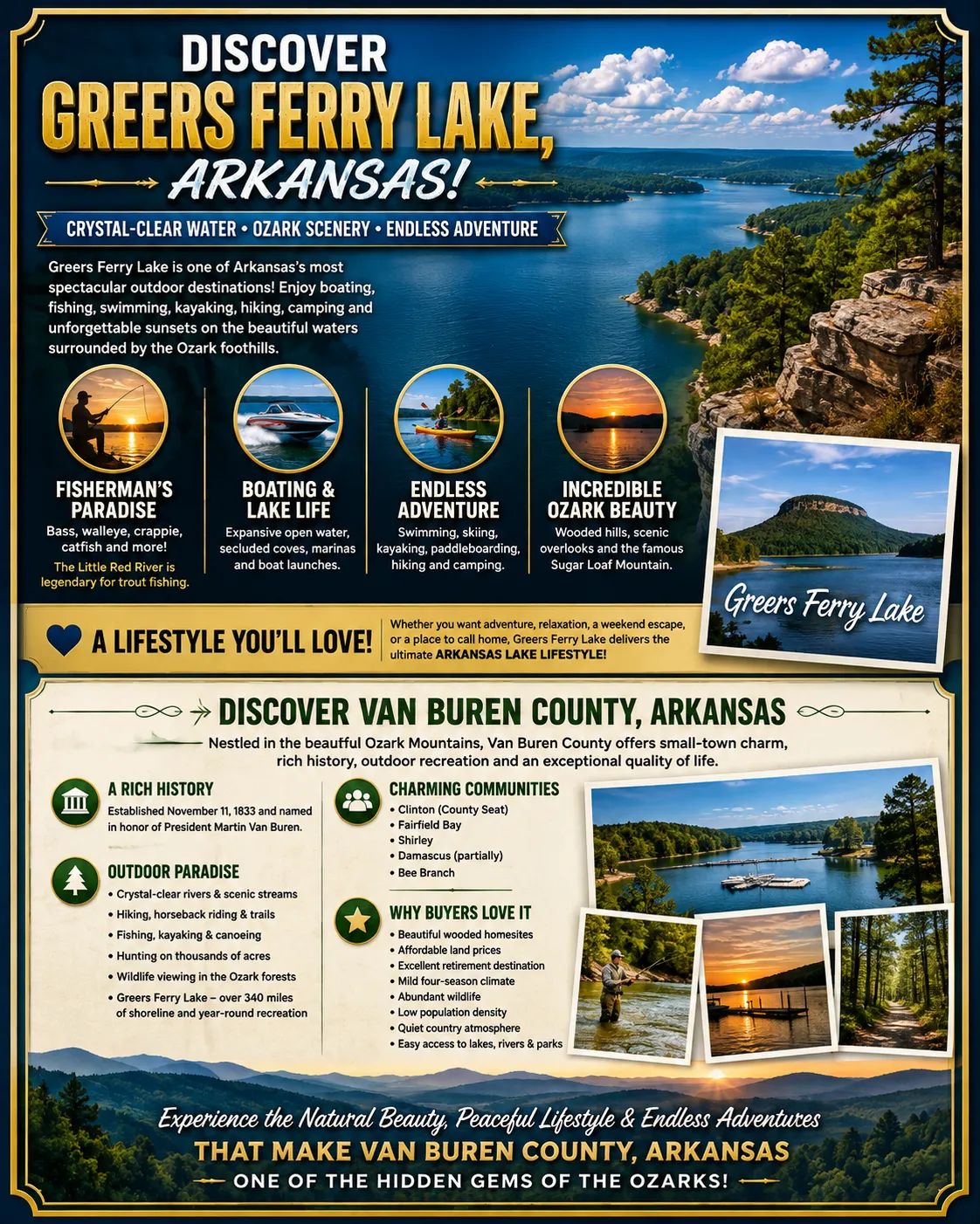 Time to bring your Camper or RV! DISCOVER GREERS FERRY LAKE PROPERTY WITH UTILITEIS IN VAN BUREN ARKANSAS! in Van Buren County, AR