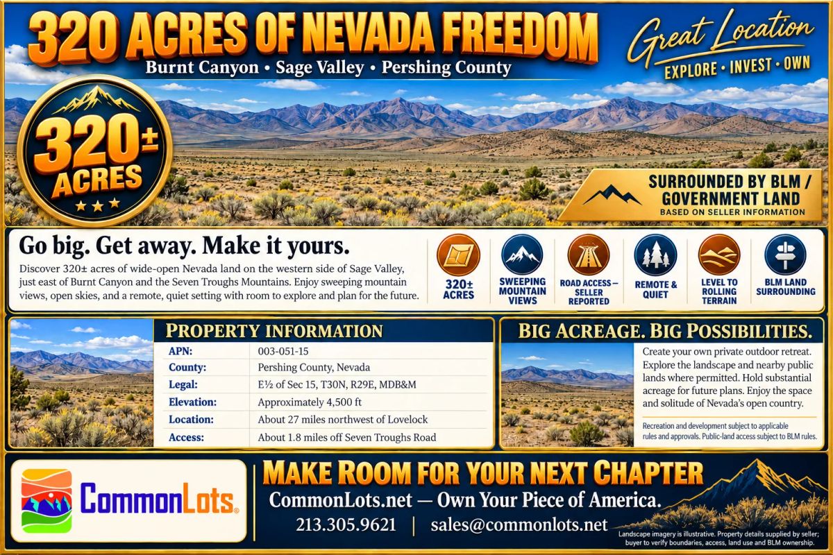 Decorative background for 320 Acres Surrounded by BLM Government Land — East of Seven Troughs Mountain! Imagine a private country retreat, a future home with sweeping views, or space for farming and agricultural pursuits. image 5