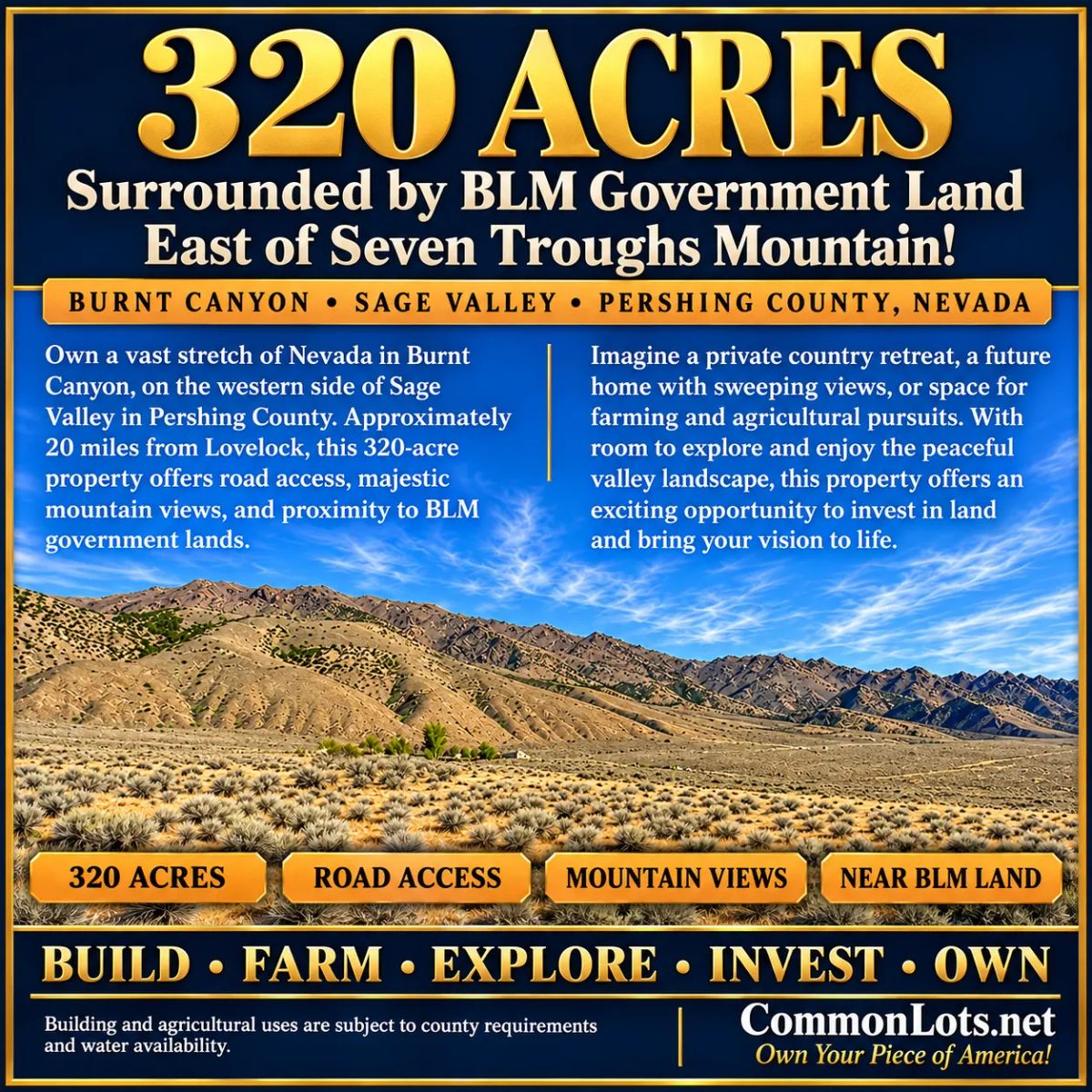 Decorative background for 320 Acres Surrounded by BLM Government Land — East of Seven Troughs Mountain! Imagine a private country retreat, a future home with sweeping views, or space for farming and agricultural pursuits. image 27