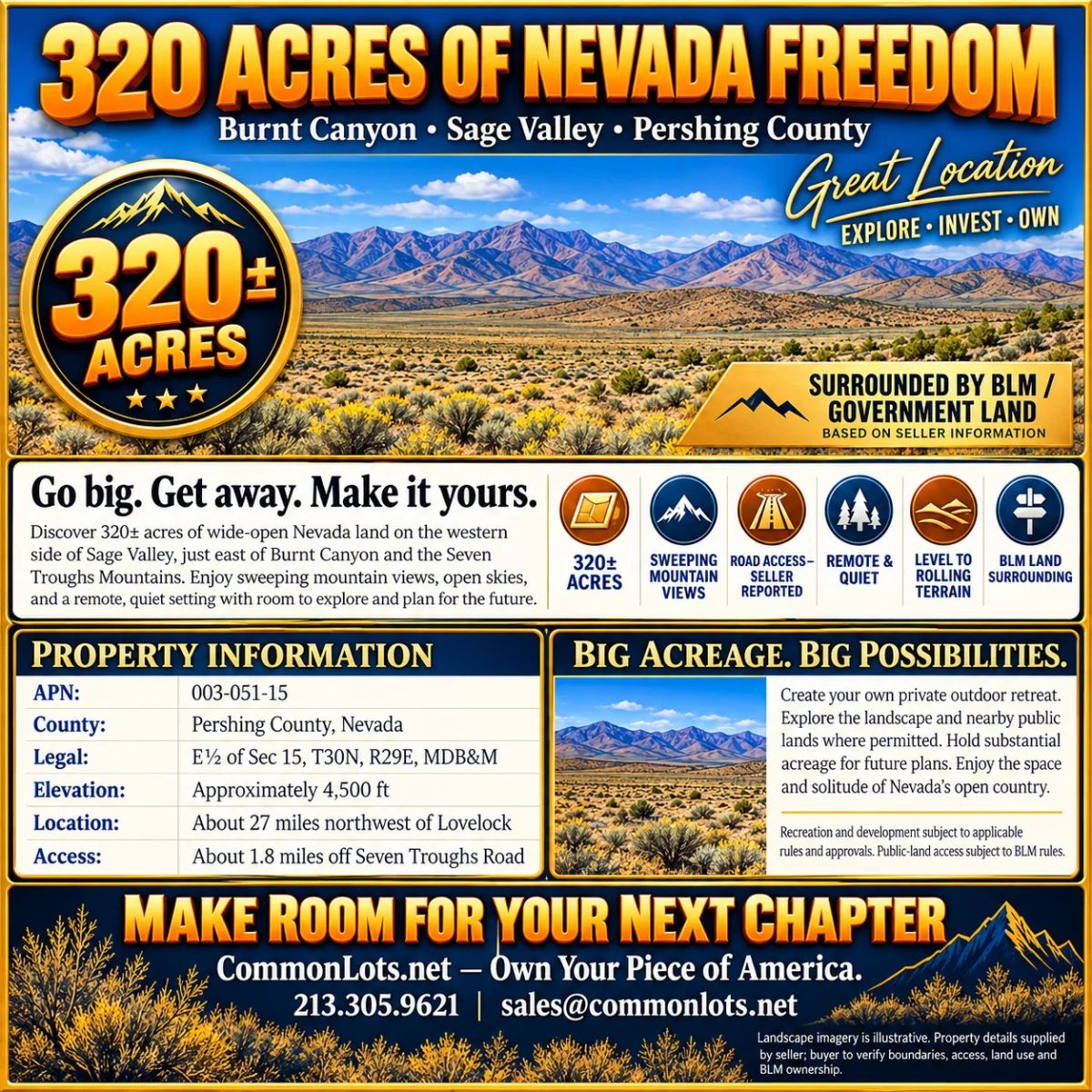 Decorative background for 320 Acres Surrounded by BLM Government Land — East of Seven Troughs Mountain! Imagine a private country retreat, a future home with sweeping views, or space for farming and agricultural pursuits. image 28