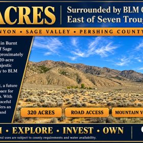 320 Acres Surrounded by BLM Government Land — East of Seven Troughs Mountain! Imagine a private country retreat, a future home with sweeping views, or space for farming and agricultural pursuits. in Pershing County, NV