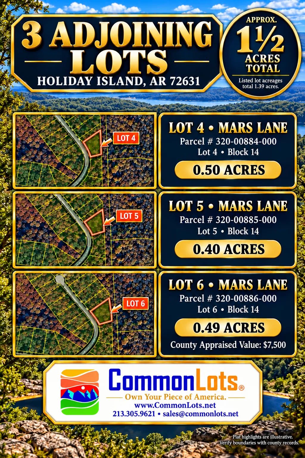 Decorative background for AVAILABLE 1.5 ACRES- RARE TRIPPLE LOT IN HOLIDAY ISLAND, ARKANSAS — LAKE LIVING, GOLF & OZARK BEAUTY! image 13