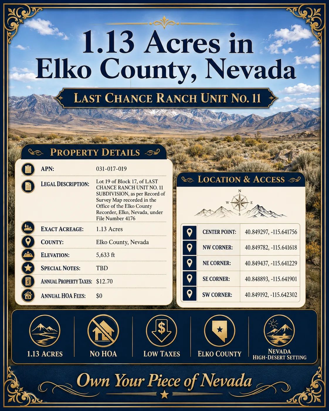 Decorative background for BUILD • FARM • RANCH • LIVE FREE — 1.13 BEAUTIFUL ACRES IN ELKO COUNTY, NEVADA WITH BIG MOUNTAIN VIEWS & NO HOA!. APN: 031-023-016 image 8