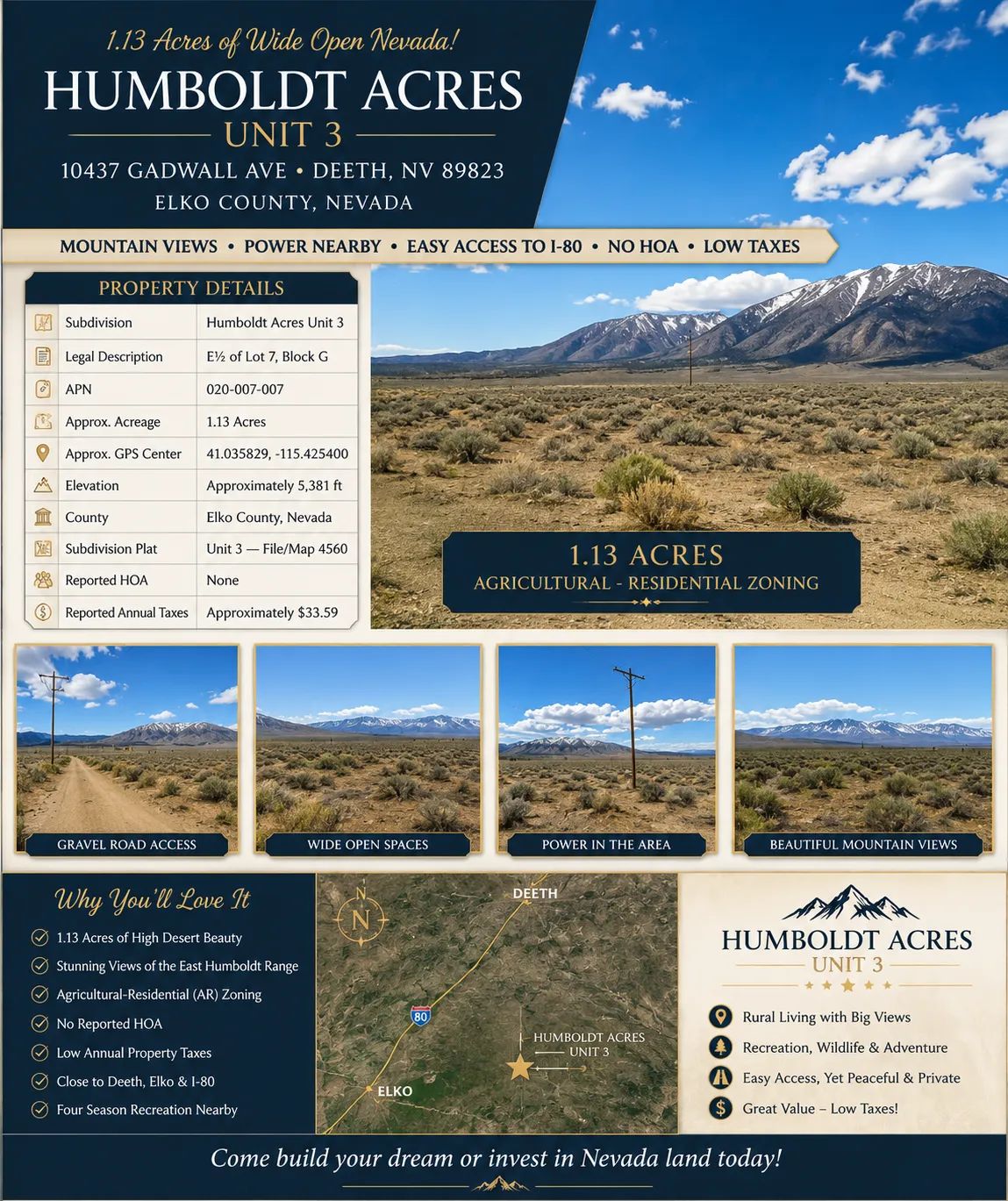 Decorative background for 1.13 Acres in Humboldt Acres — Elko County, Nevada • Power Nearby • Mountain Views • Agricultural-Residential • Easy I-80 Access! APN: 020-007-0077 image 6