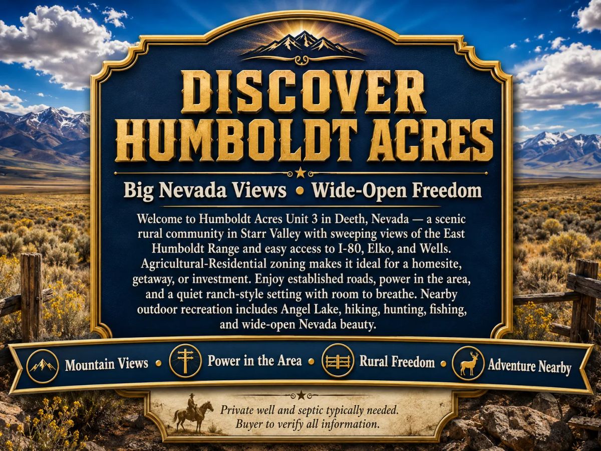 Decorative background for 1.13 Acres in Humboldt Acres — Elko County, Nevada • Power Nearby • Mountain Views • Agricultural-Residential • Easy I-80 Access! APN: 020-007-0077 image 7