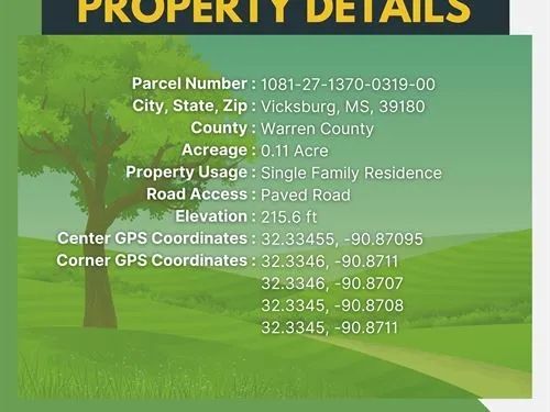 Decorative background for 0.11 Acres for Sale in Vicksburg, Mississippi image 23