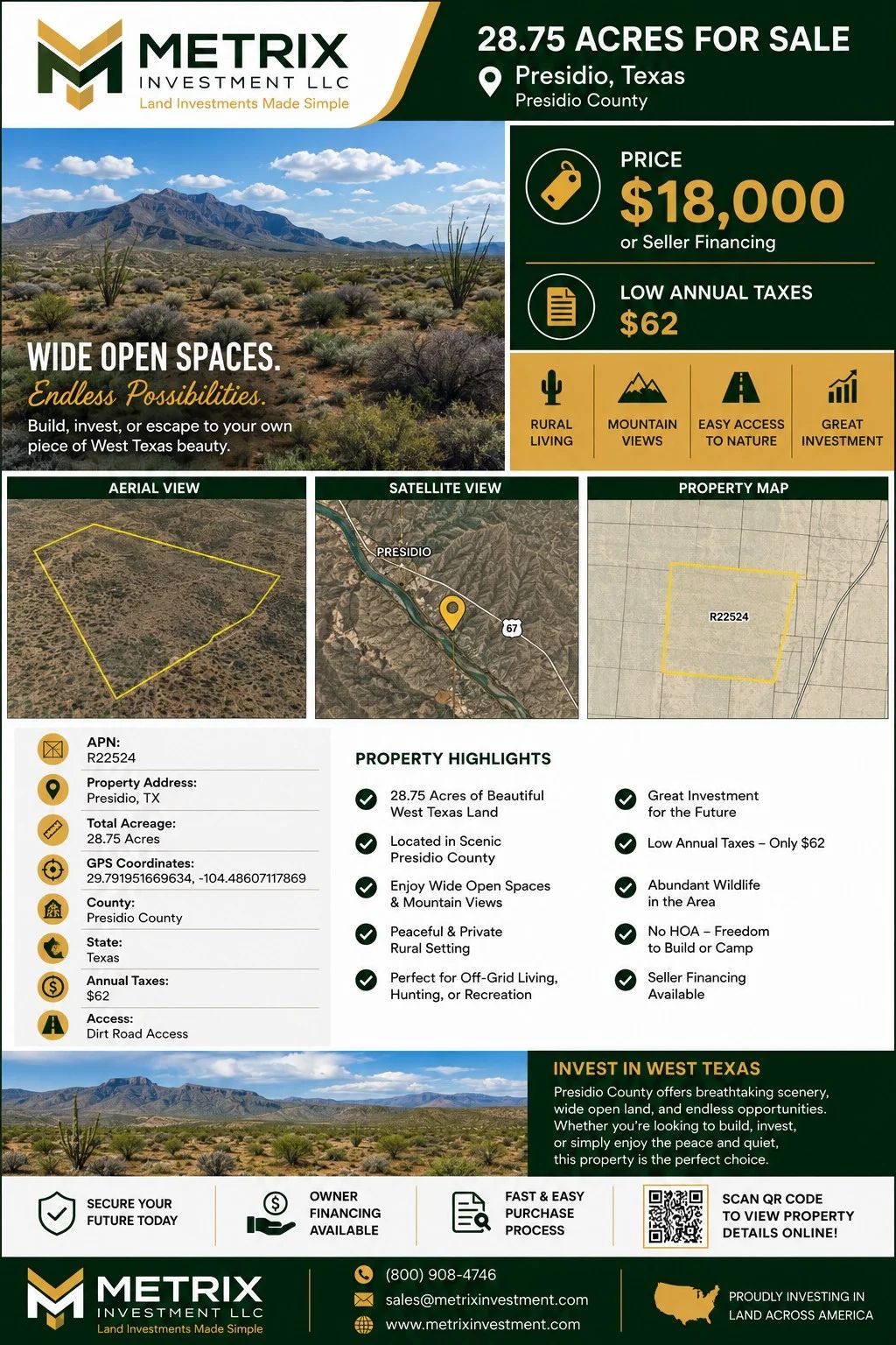 28.75 Acres of Unrestricted Land in Presidio, Texas - Main image