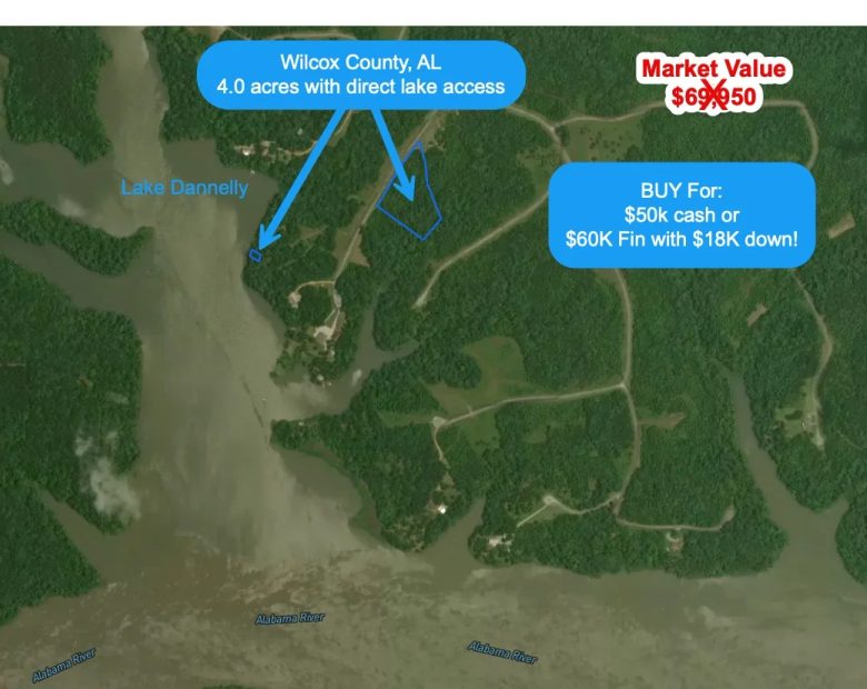 4-ACRE WOODED HOMESITE WITH SEPARATE 0.09-ACRE LAKE-ACCESS PARCEL GATED LEGACY SHORES – ALBERTA, ALABAMA in Wilcox County, AL